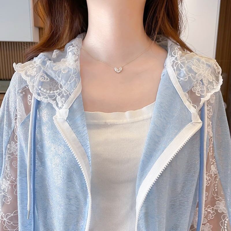 大人気透け感 UV対策 UVカット 長袖レース刺シャツ <S-2822>