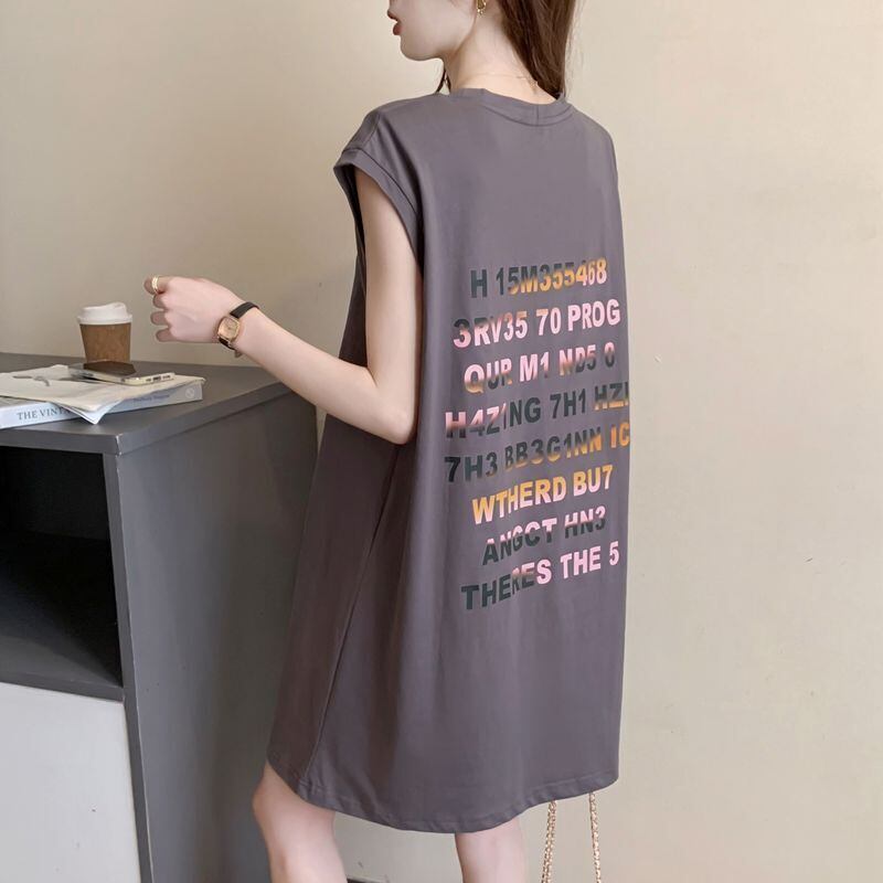 真夏も快適 着心地良い ファッション感満々 プリント全4色 ノースリーブ Tシャツ カットソー<S-9161>