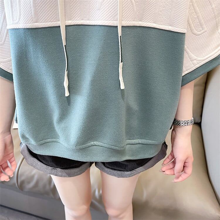 高級感 帽子付き 半袖 Tシャツ スウェット <S-8640>