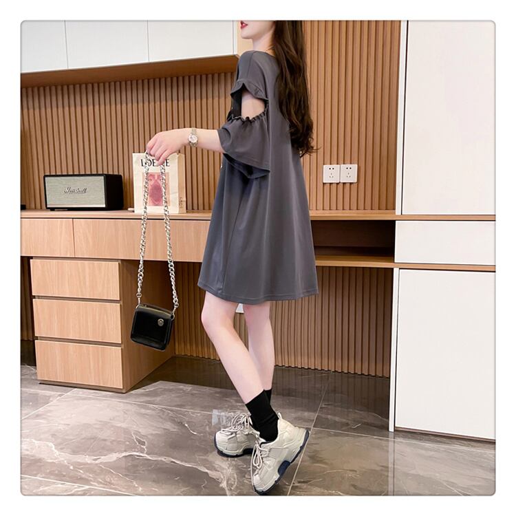 話題沸騰中 切り替え スウィートプリント 全2色 半袖Tシャツ <S-8652>