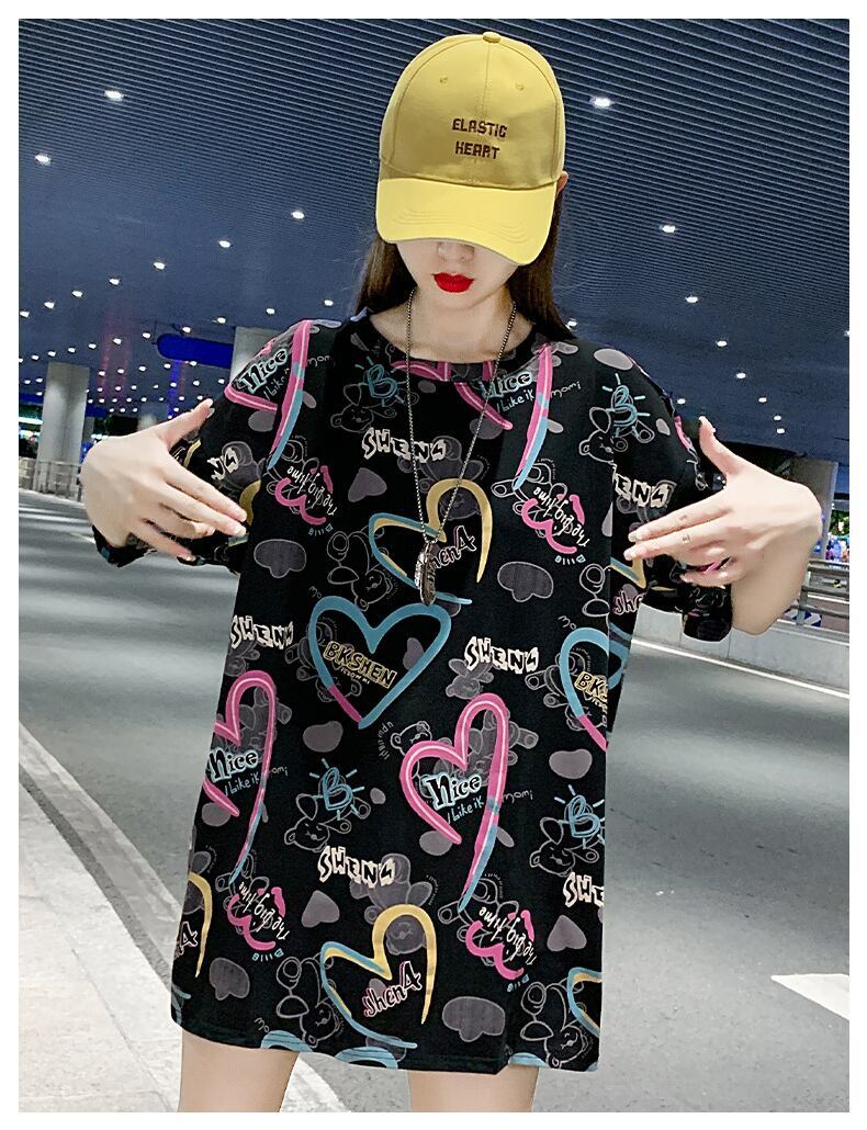 新商品 カジュアル 個性派 プリント ゆったり 半袖Tシャツ<S-8534>