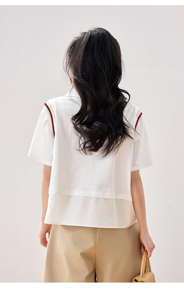 話題沸騰中 一目惚れ 個性的なデザイン レイヤード風 Tシャツ カットソー<S-8331>