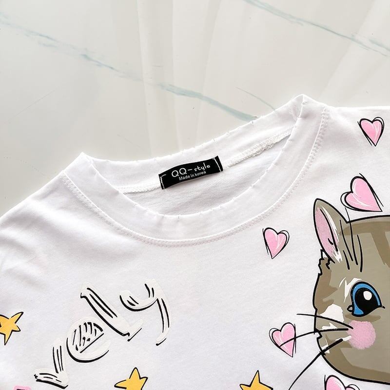 オシャレ度満点 切り替え 一目惚れ プリント Tシャツ カットソー<S-3482>