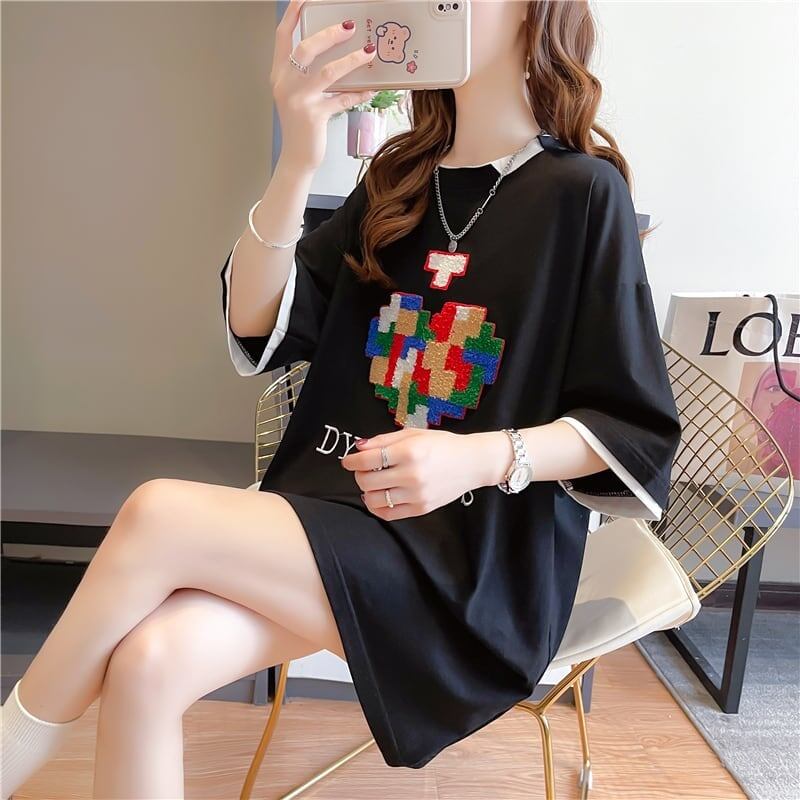 とてもデザイン性の高いモザイクエレメント半袖Tシャツ<S-2986>