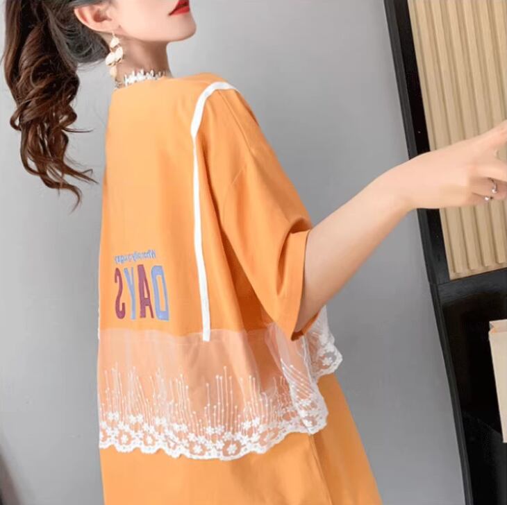 超人気 ゆったり レイヤード風 半袖 Tシャツ 全3色<S-8253>
