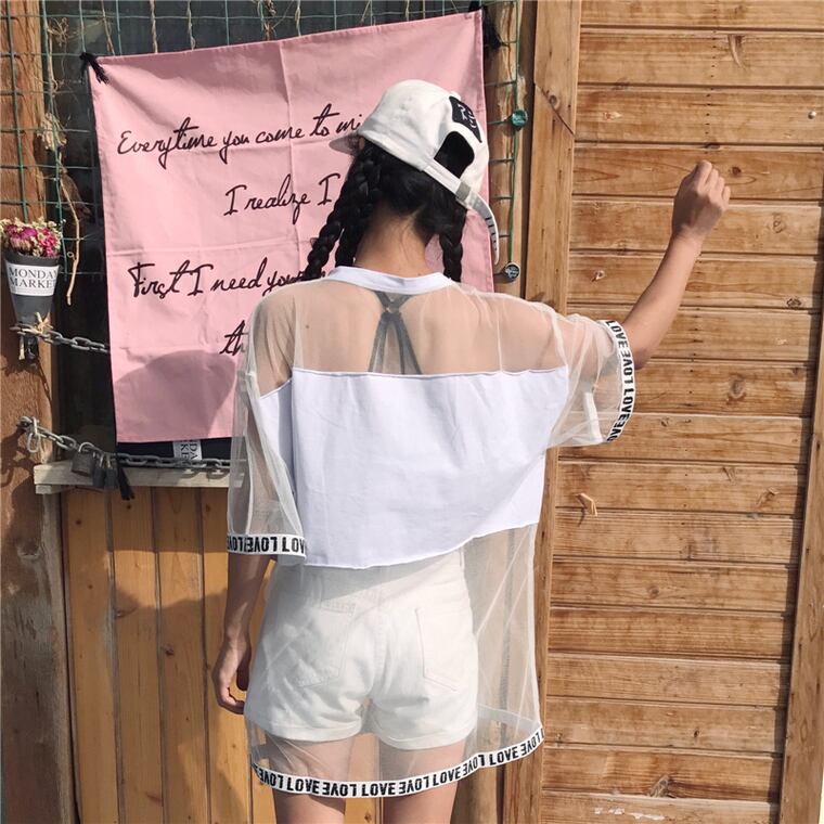 好感度UP レイヤード風 アバンギャルド プリントTシャツ ゆったり半袖<S-8156>