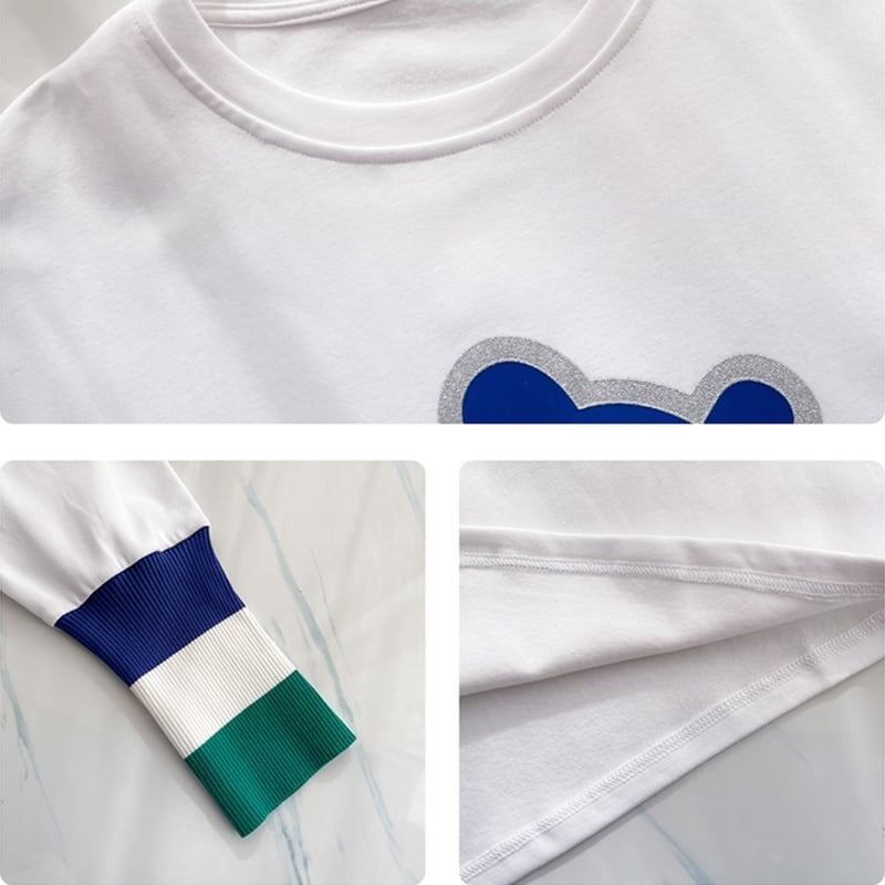 カジュアル 切り替え オシャレ度満点 プリント Tシャツ カットソー<S-3663>