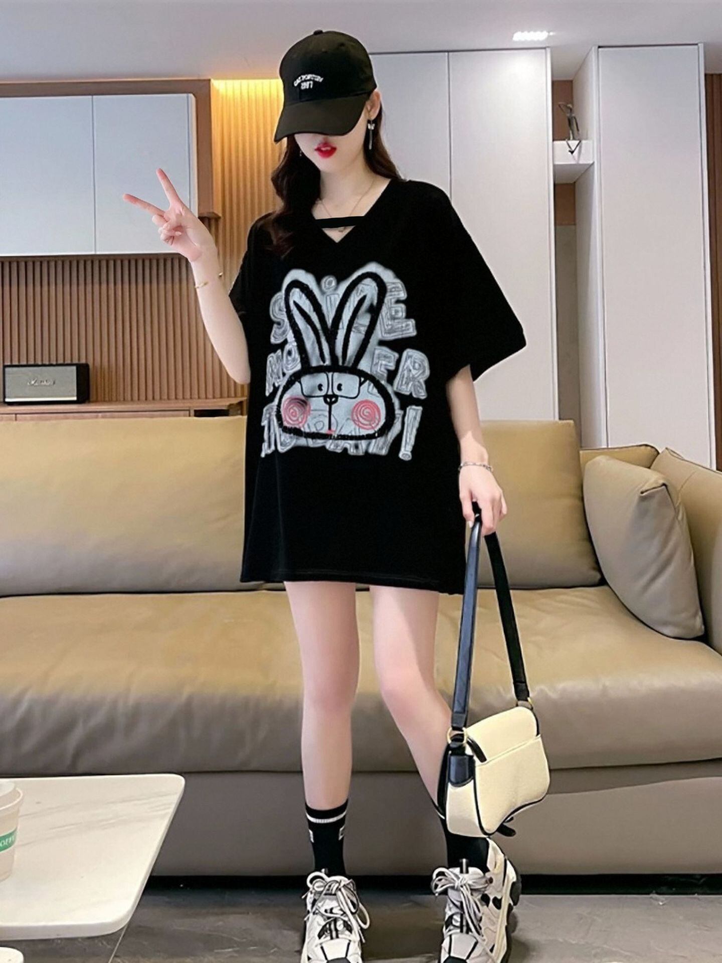 キュート 好感度UP 海外トレンド カジュアル 全4色 半袖 Tシャツ <S-11097>