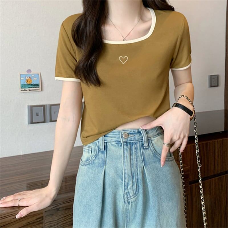 スリム 切り替え スタイリッシュ Tシャツ カットソー<S-3449>