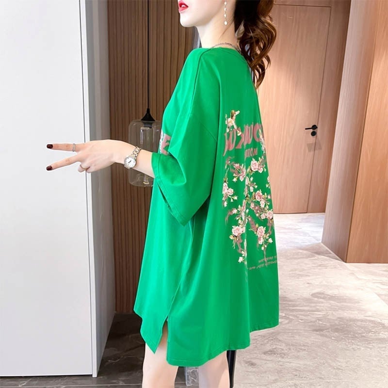 スタイリッシュ 切り替え 一目惚れ プリント Tシャツ カットソー<S-3619>