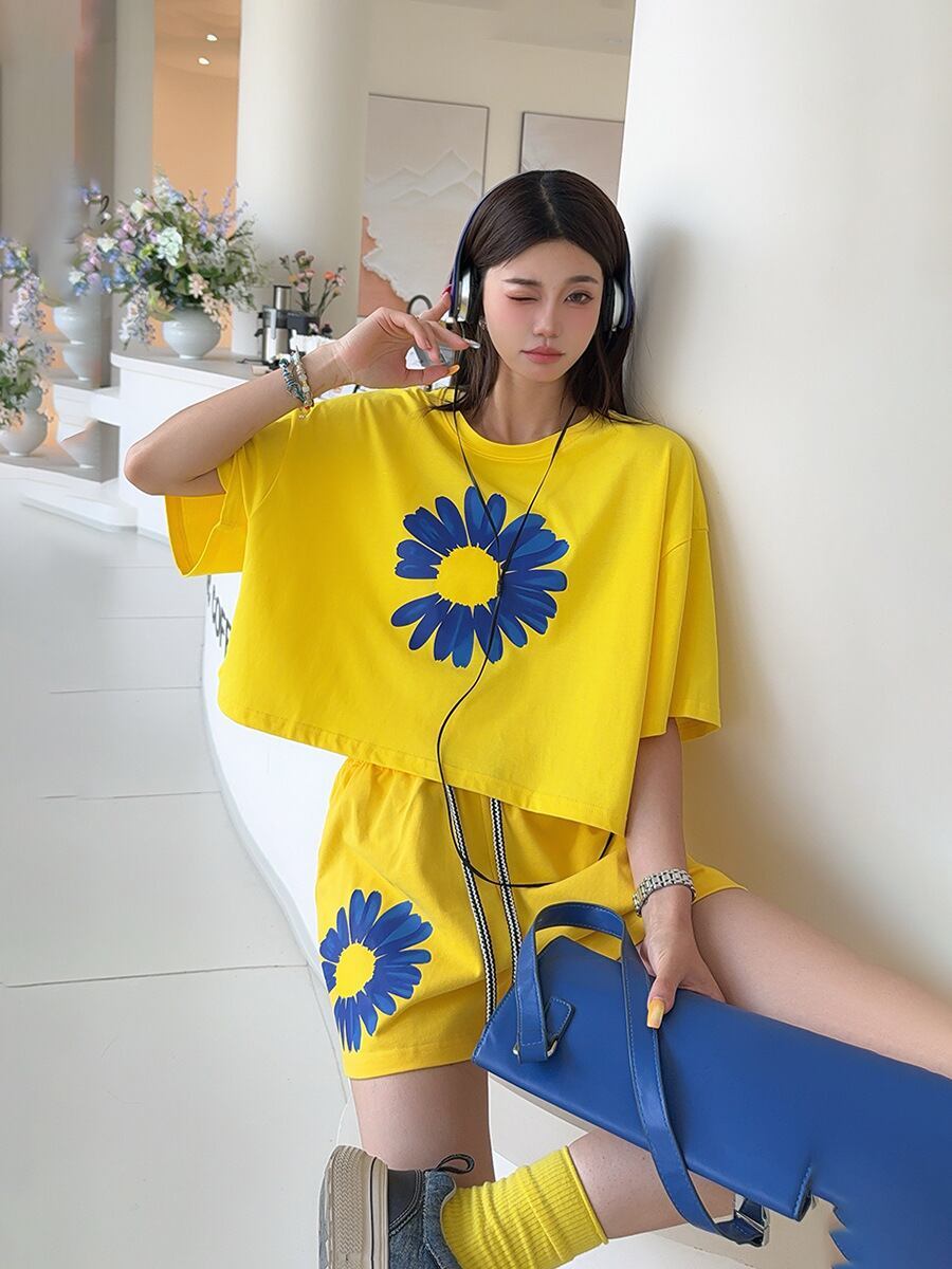 好感度UP カジュアル 真夏も快適 半袖 Tシャツ ショートパンツ セットアップ <S-11374>