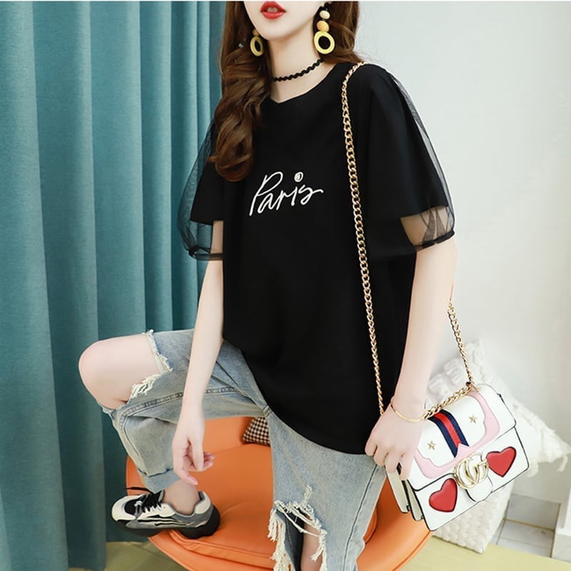 ゆったり感アップ 切り替え 着心地抜群 プリント Tシャツ カットソー<S-3541>