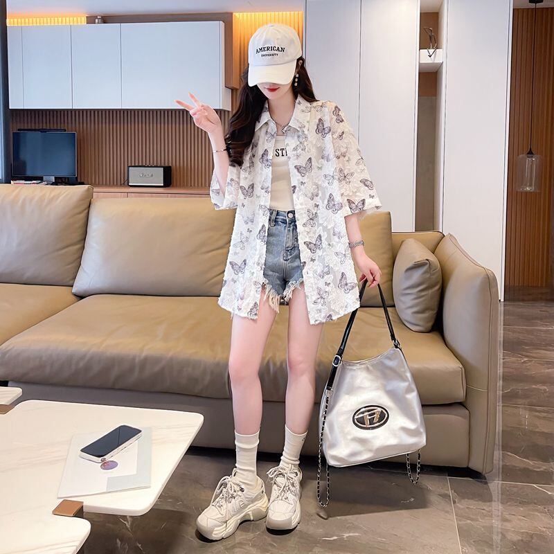 超人気 オシャレ 都市ファッショ デザイン 総柄 日焼け対策 全2色 シャツ <S-9148>