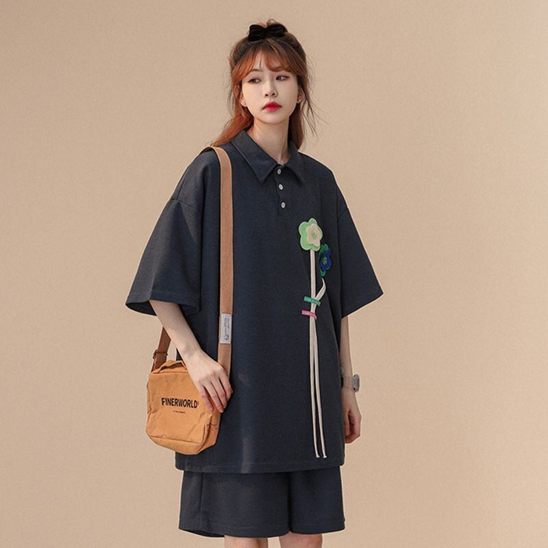 期間限定 ゆったり感アップ ファッション Tシャツ+ショートパンツ セットアップ<S-8679>