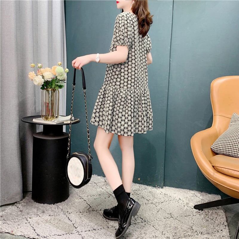 ゆったり感アップ プリント オシャレ度満点 ワンピース<S-3116>