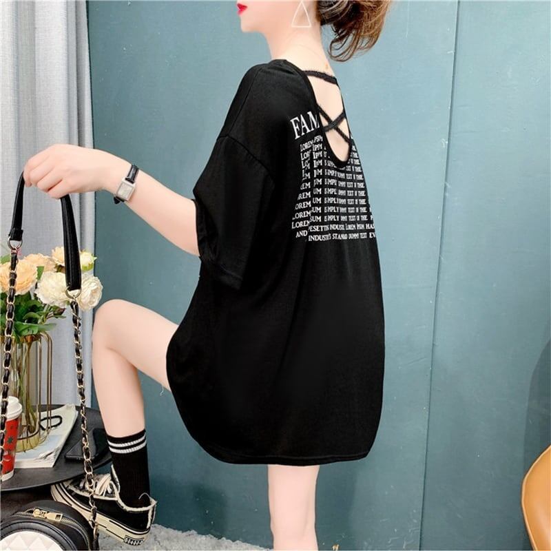 デザイン感 切り替え チャーミング プリント Tシャツ カットソー<S-3517>