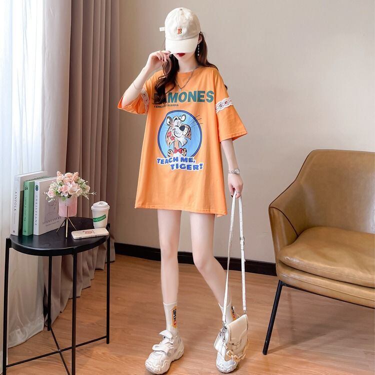 新商品 プリント ファッション ゆったり 全4色 半袖 Tシャツ<S-11493>