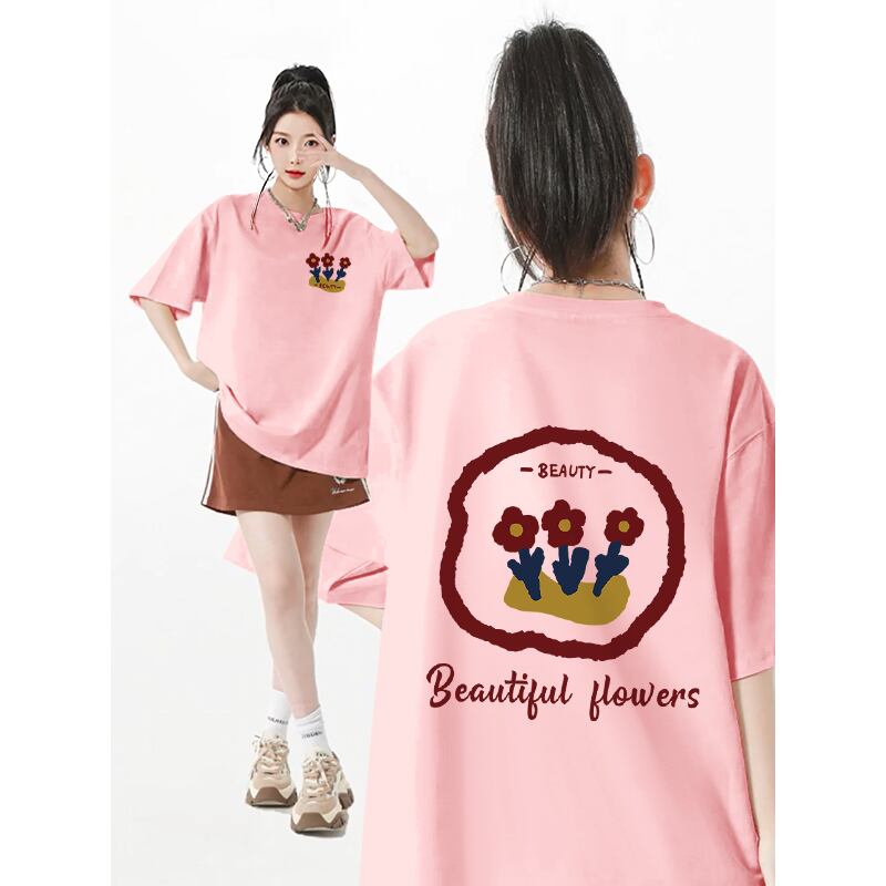 超人気 スウィート カジュアル プリント 全8色 半袖 Tシャツ <S-8939>