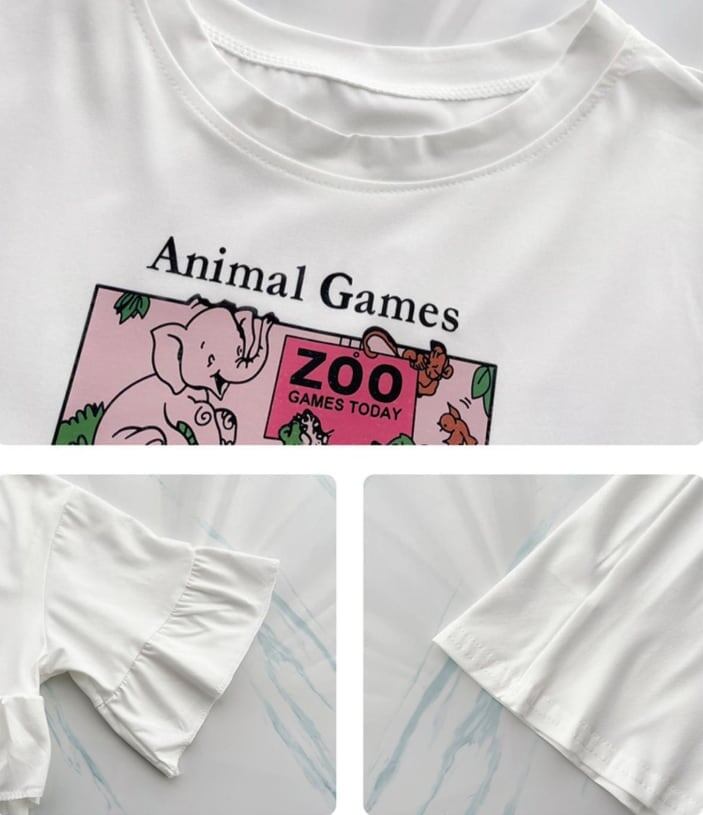ミドル丈のイレギュラー半袖Tシャツワンピース<S-5007>