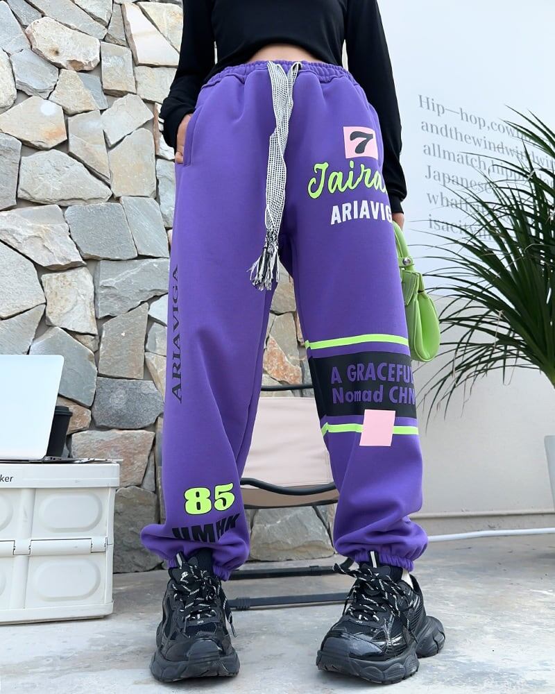 【裏起毛】見逃し厳禁 ファッション 個性派 スポーツパンツ<S-5846>
