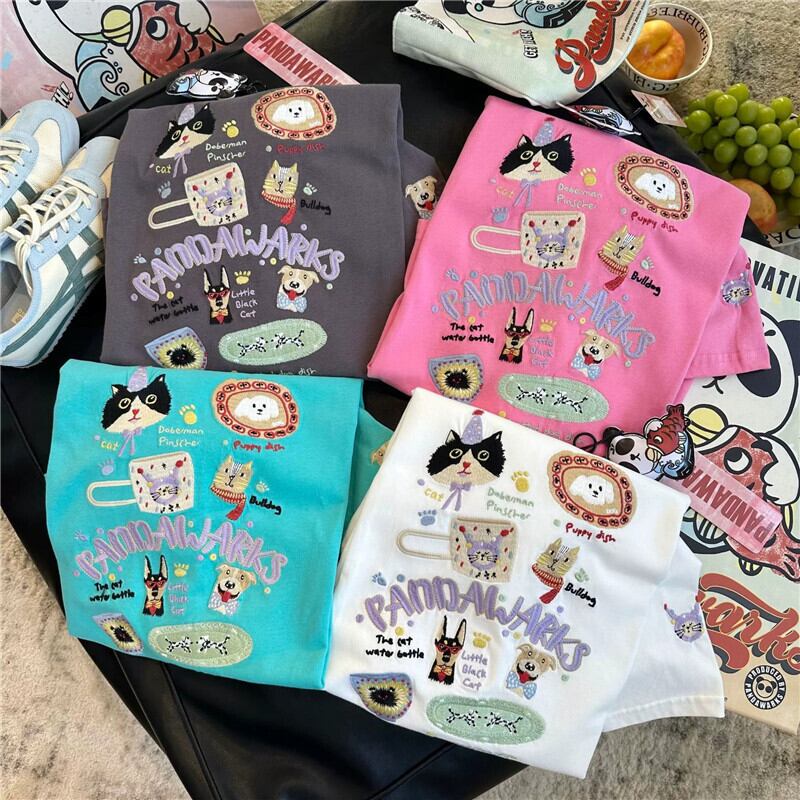 新商品 大人可愛い 求めてたデザイン 肌触り抜群 プリント 5色選択 Tシャツ<S-9369>