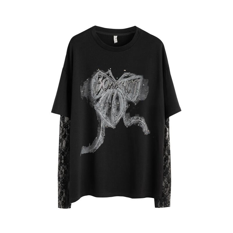話題沸騰中 レイヤード風 美人度アップ ルーズ Tシャツ <S-8707>