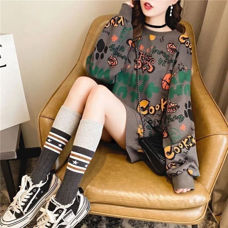 【半額!期間限定!!】韓国風ルーズミドル丈セーター<S-5029>