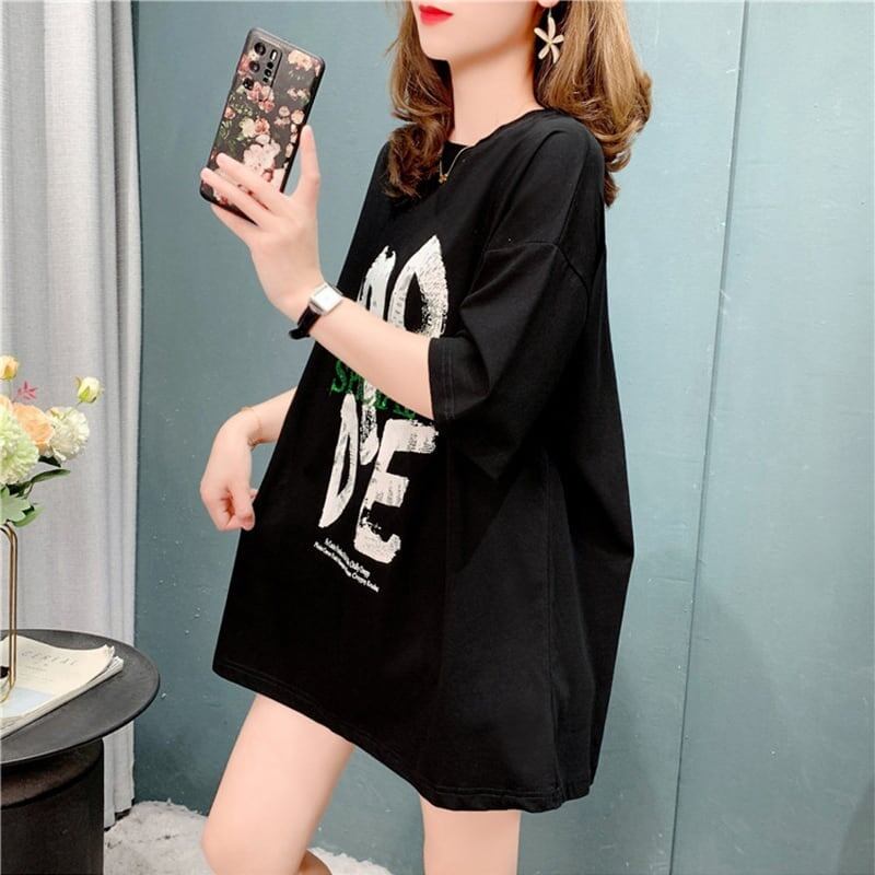 オシャレ度満点 切り替え 好感度満載 プリント Tシャツ カットソー<S-3672>