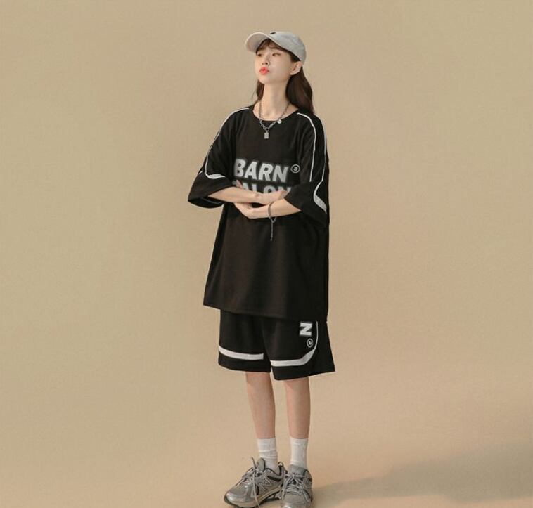 大好評 ファッション カジュアル ルーズ半袖Tシャツⅹパンツセット<S-6539>