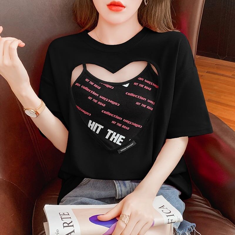 合わせやすい Tシャツ+キャミソール チャーミング セットアップ<S-3454>