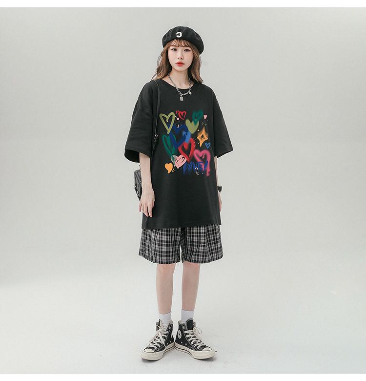 売り切れ必至 プリント ファッション 4色選択 半袖Tシャツ<S-8594>