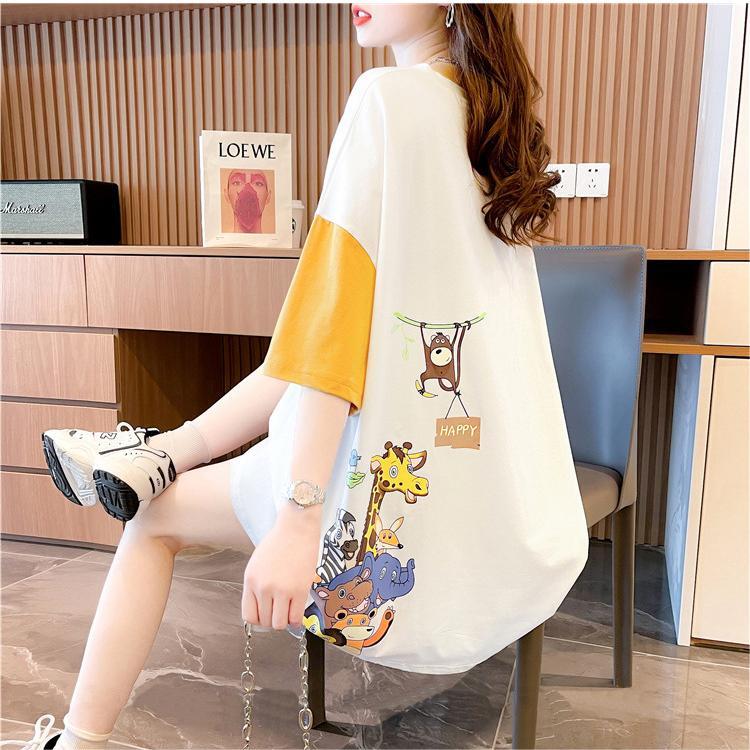 遊び心溢れるキュートなデザインのレディースゆったり半袖Tシャツ<S-2855>