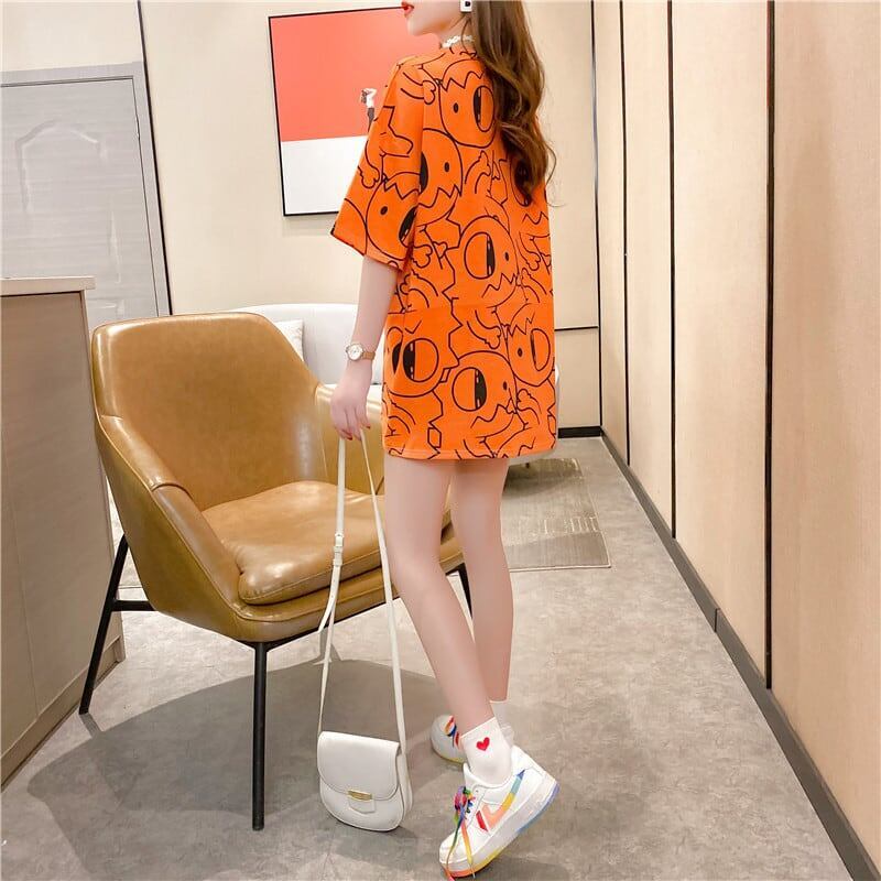 カジュアル 切り替え ファッション プリント Tシャツ カットソー<S-3484>