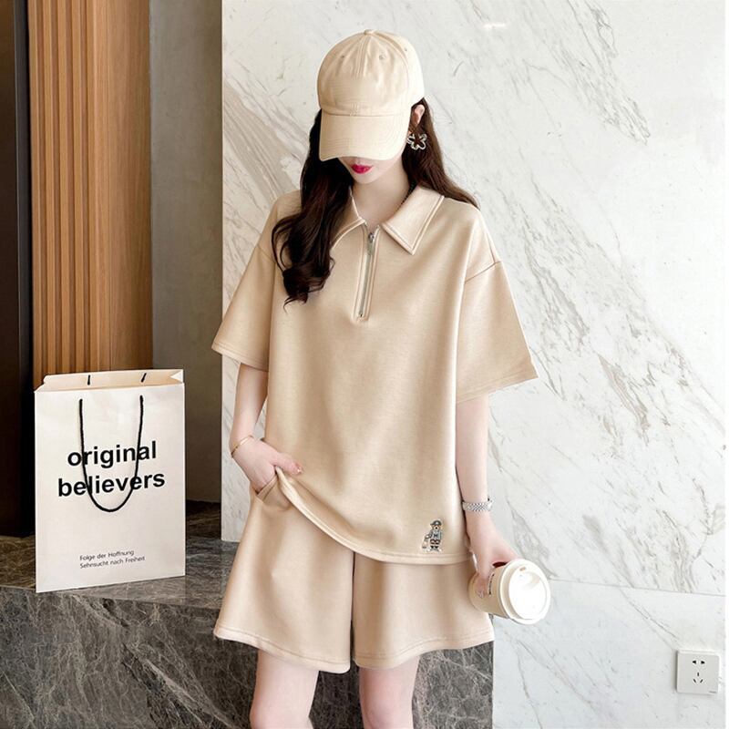ファッション 切り替え ゆったり感アップ Tシャツ+ショートパンツ セットアップ<S-3616>