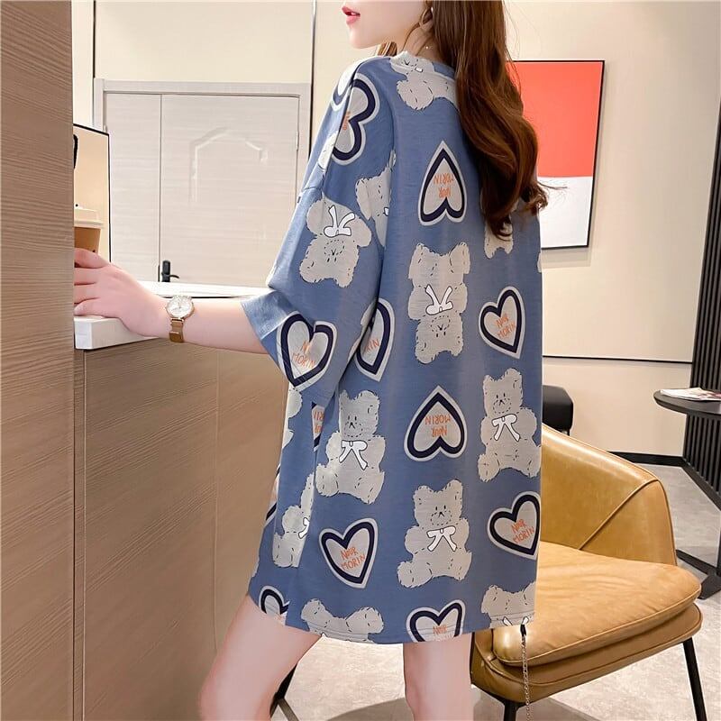 好感度満載 プリント 美感いっぱい Tシャツ カットソー<S-3343>