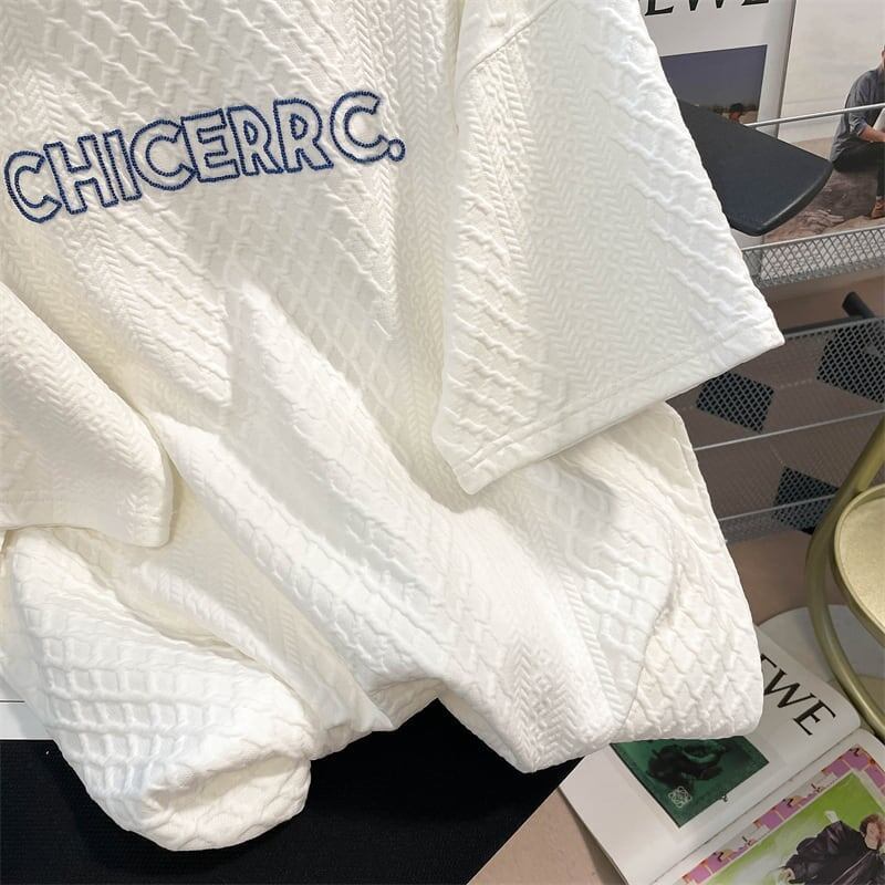 レトロ 切り替え 好感度満載 Tシャツ+ショートパンツ セットアップ<S-3379>