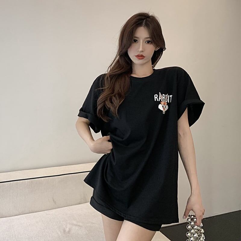今季大好評 切り替え 美感いっぱい プリント Tシャツ カットソー<S-3458>