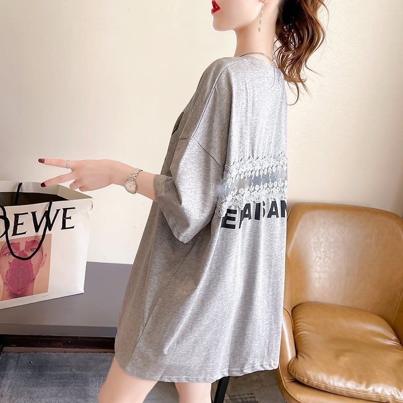 今季大好評 切り替え 美感いっぱい プリント Tシャツ カットソー<S-3495>