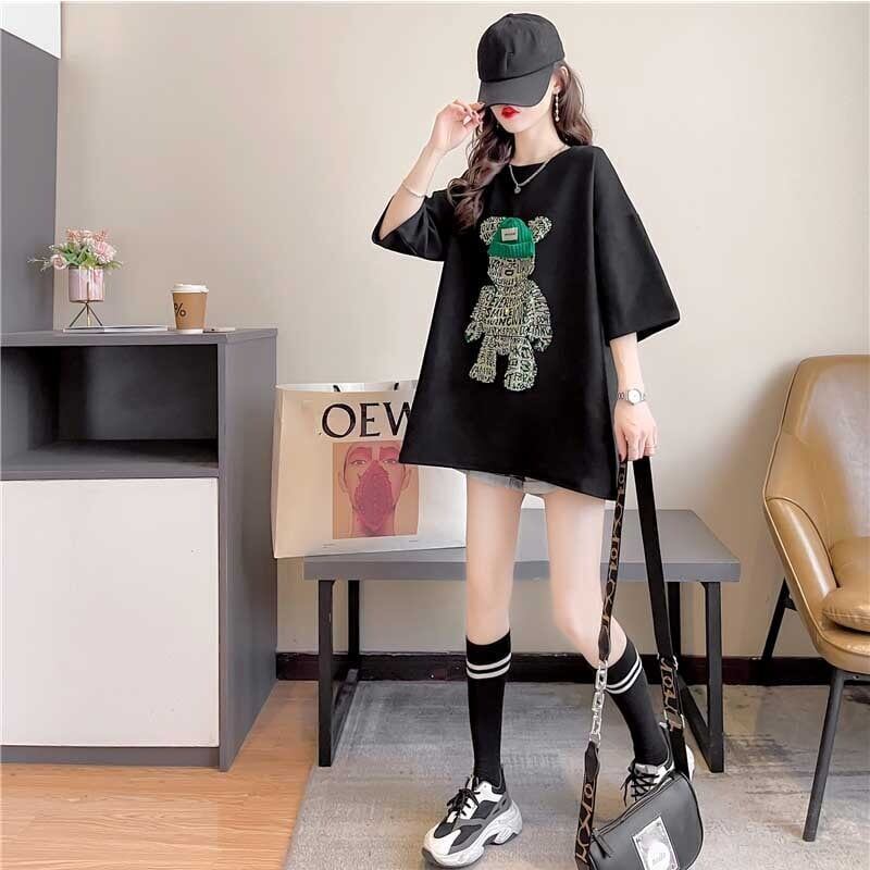 好感度満載 ラウンドネック スタイリッシュ プリント Tシャツ カットソー<S-2795>