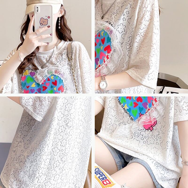 オシャレ度満点 プリント 高級感溢れる Tシャツ カットソー<S-3336>