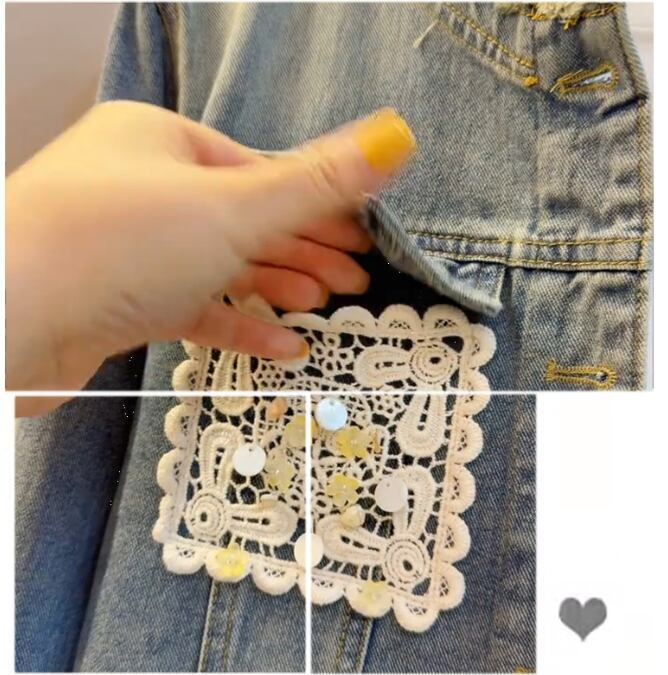 【人気商品再入荷】好感度UP 着心地良い 絶対欲しい レイヤード風 デニム 切り替え ジャケットゆったりコート<S-11061>