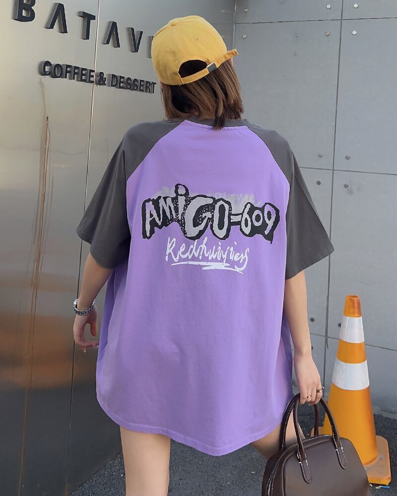 おすすめ アルファベット 個性派 プリントTシャツ ゆったり半袖<S-8114>