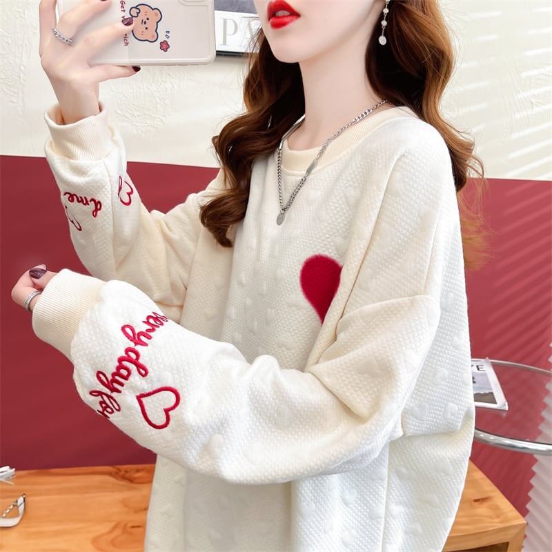 定番シンプル アルファベット刺? ハートマーク 三色 スウェット＜S-3996＞