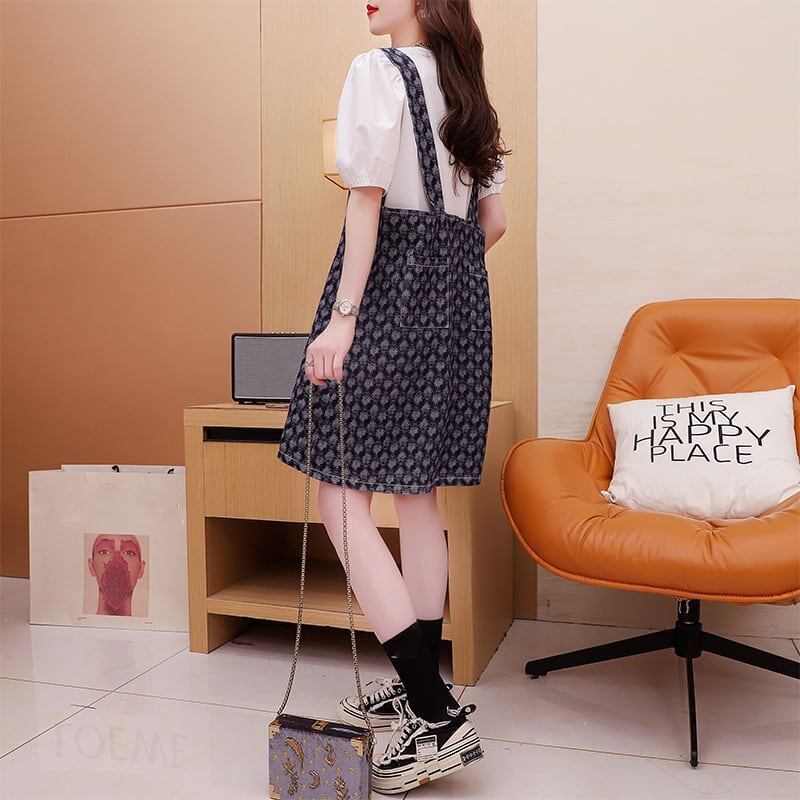 好感度満載 Tシャツ＋サロペットスカート 美感いっぱい セットアップ＜S-3210＞