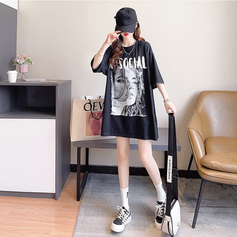美人度アップ 切り替え ファッション プリント Tシャツ カットソー＜S-3399＞