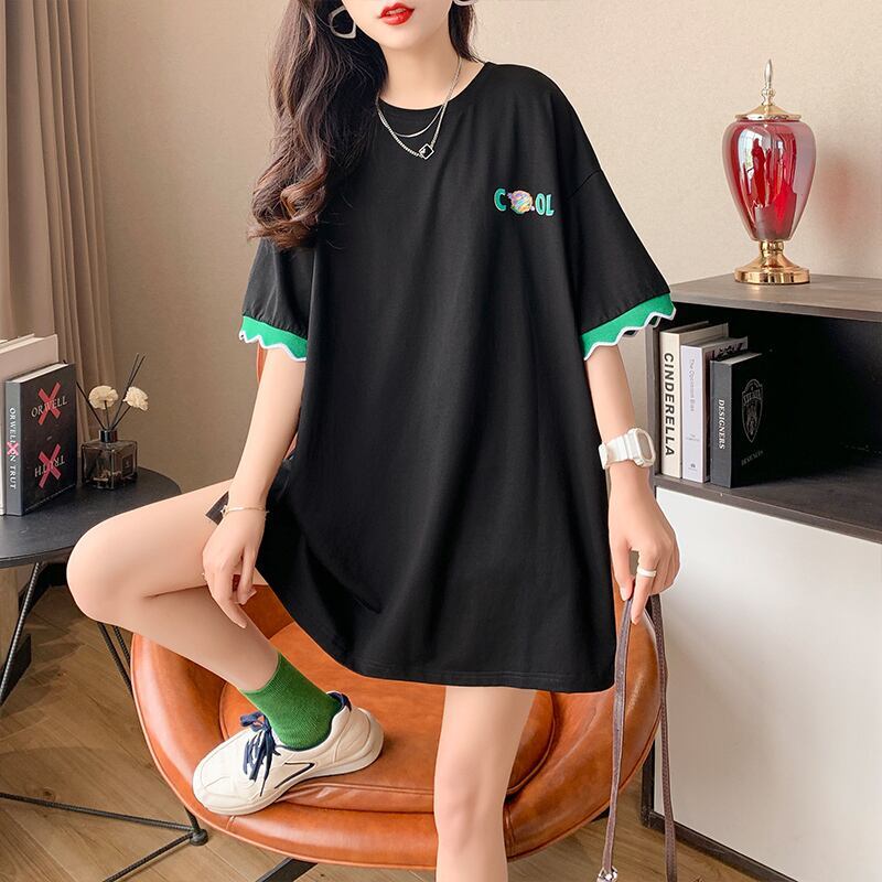 【半額！期間限定！！】デザインセンスニッチなミドル丈半袖Tシャツ新スタイル<S-3007>
