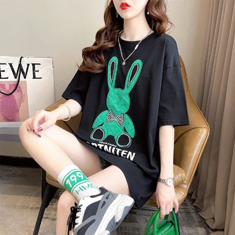 スタイリッシュ 切り替え 一目惚れ プリント Tシャツ カットソー＜S-3430＞