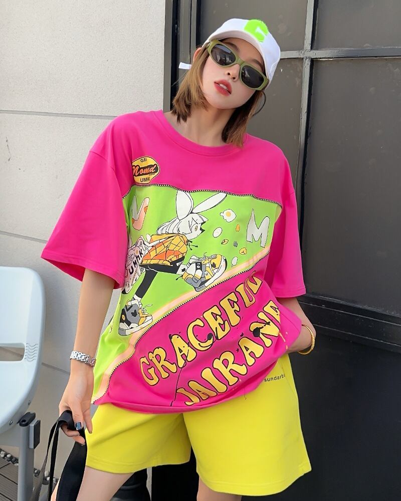 着回し力抜群 ファッション 個性派 レース プリント全3色 半袖Tシャツ<S-8981>