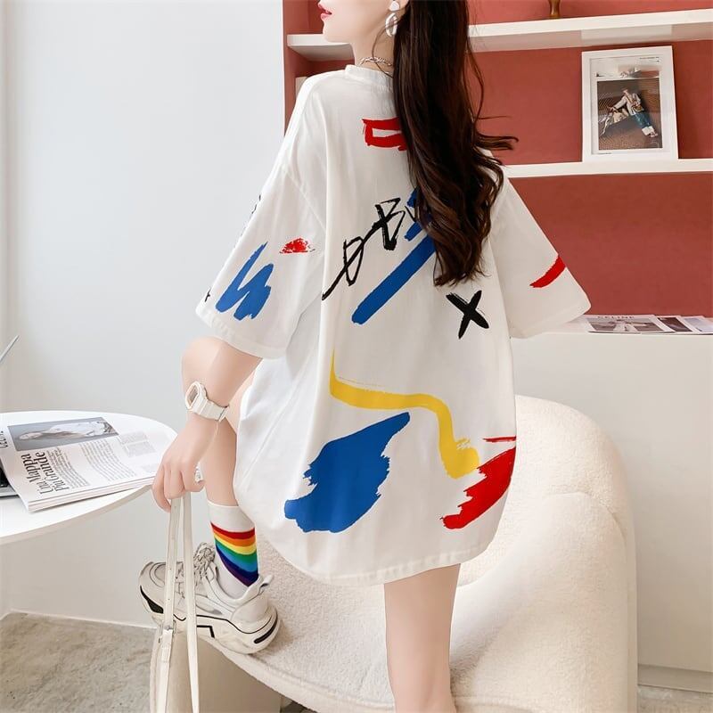 ルーズ カートゥーンプリント 今季大好評 Tシャツ カットソー＜S-3471＞