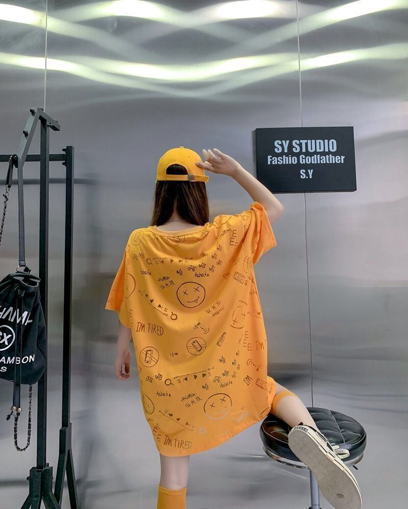 売り切れ必至 ゆったり ファッション感満々 ロング丈 3色半袖Tシャツ＜S-9086＞